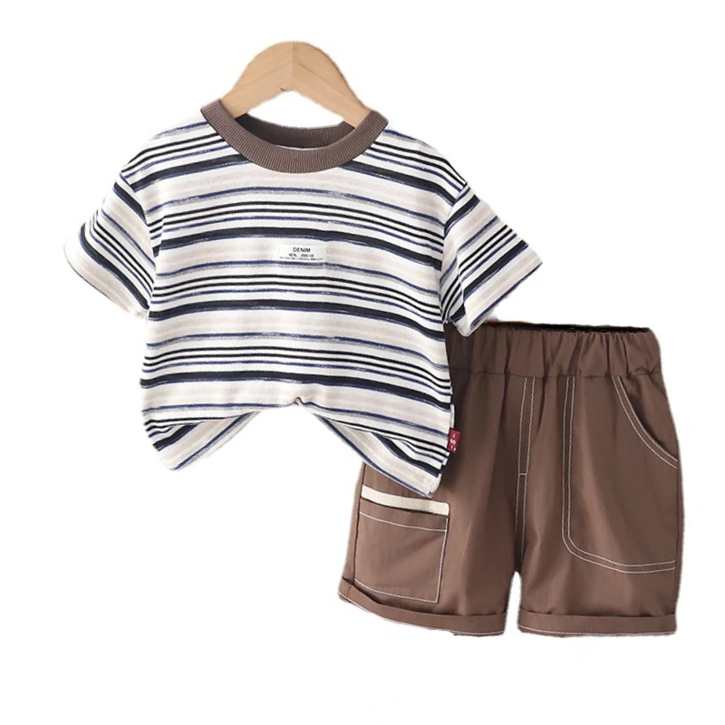 

New Summer Baby Boys Clothes Suit Children Girls Striped T-Shirt Shorts 2Pcs/Sets Infant Toddler Casual Costume Kids Sportswear