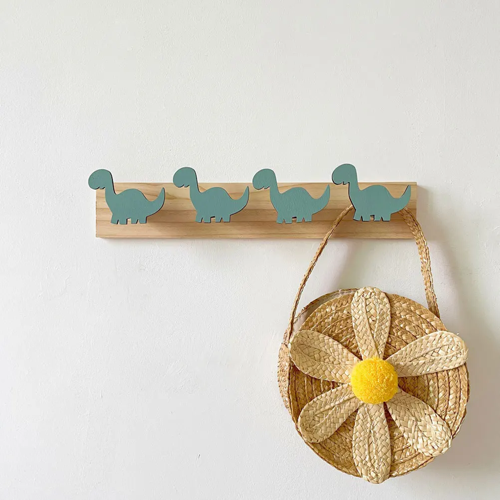 Dinosaur Wall Hooks Cartoon Hanging Rack Coat Hooks Bath Towel Storage Hook Wooden Mount Bedroom Decor Key Hooks Clothes Hat 2