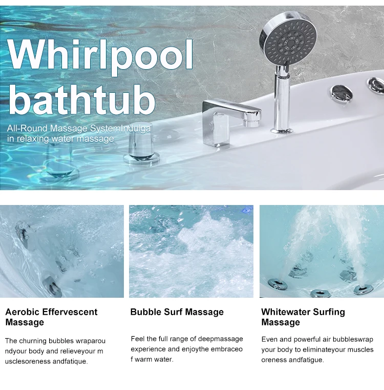 Bathtub Spa White Bathtubs led acrylic whirlpool Hot Tub jacuzzis bathtuband Baths Massage modern Indoor with shower 5