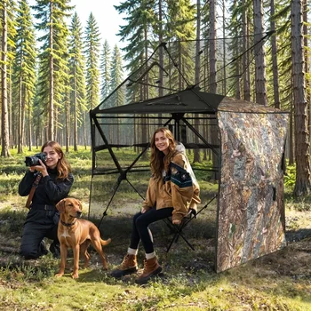 360 Degree See Hunting Blind Upwards Fully Open Door for 2-3 Person with Stool 1