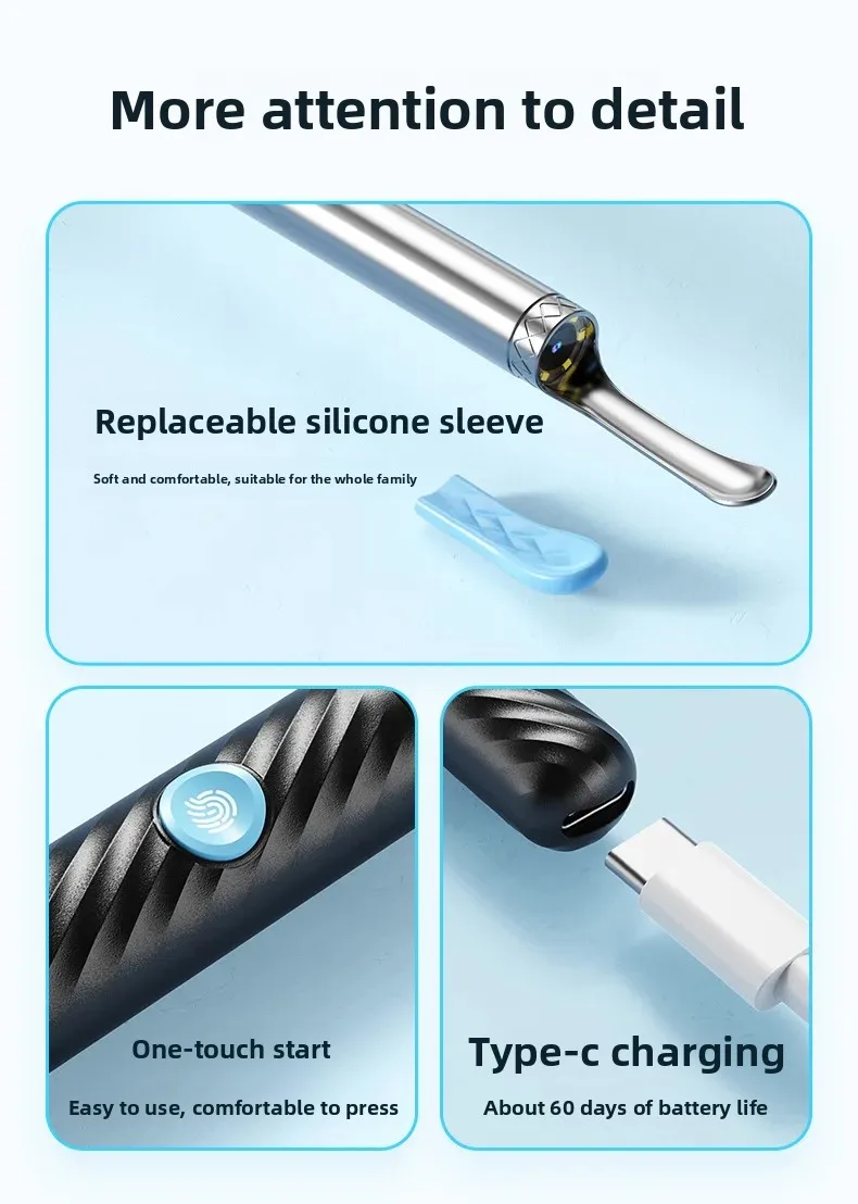 Wireless Otoscope With Camera 1296p Hd Ear Cleaner Tool Kit_voghion.com