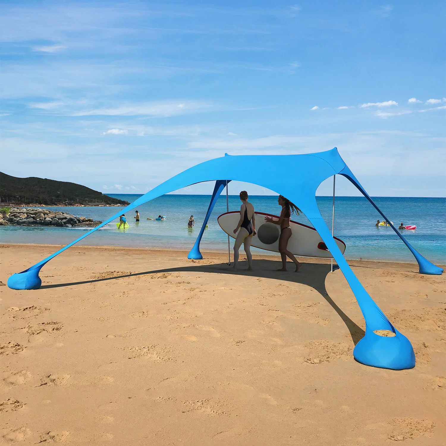 Summer Tourist Beach Umbrella Sun Shelter Beach Tent Upf50+ Outdoor Sun