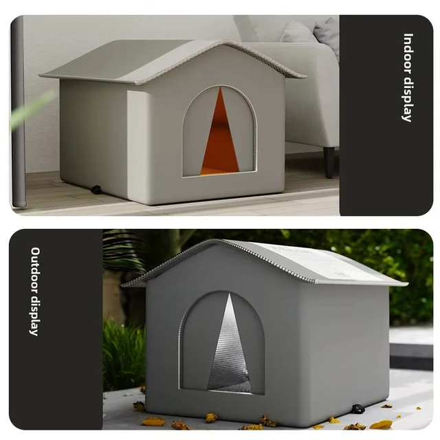 Cat House Weatherproof Safe Outside Winter Warm Pet Sleeping Bed Outdoor Foldable Small Dog Puppy Supply Universal Four Seasons 3