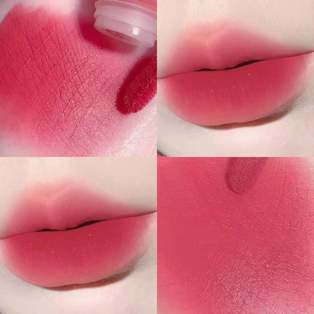 Five-color lip glaze set: natural velvet texture, matte lasting, non-stick cup, high color rendering, compact and portable, the