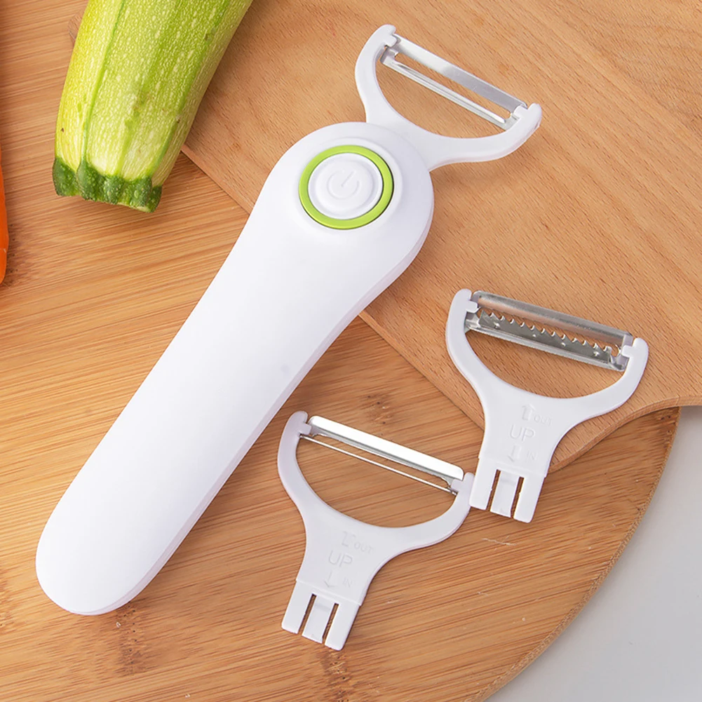 Mini Electric Peeler with 3 Cutter Heads Electric Peeling Machines USB Rechargeable Stainless Steel for Sweet Potatoes Tomatoes