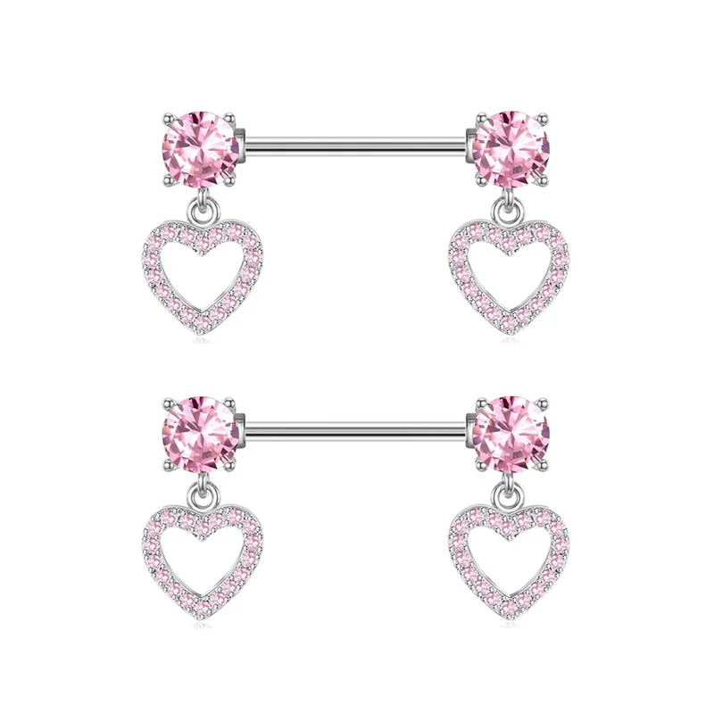 Nipple Piercing Jewelry Set Heart Crystal Nipple Rings Bulk Shiny Butterfly Barbell Dangle Piercing Pezon