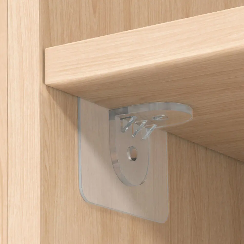 10Pcs Transparent Shelf Support Plastic Self-adhesive Divider Bracket Right Angle No Punching Required Bulkhead Corner Code