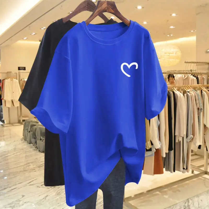 2024 New Summer American Large Top Fashion Trend Round Neck Printed Loose Oversized Casual Short Sleeved T-shirt for Women - Image 6
