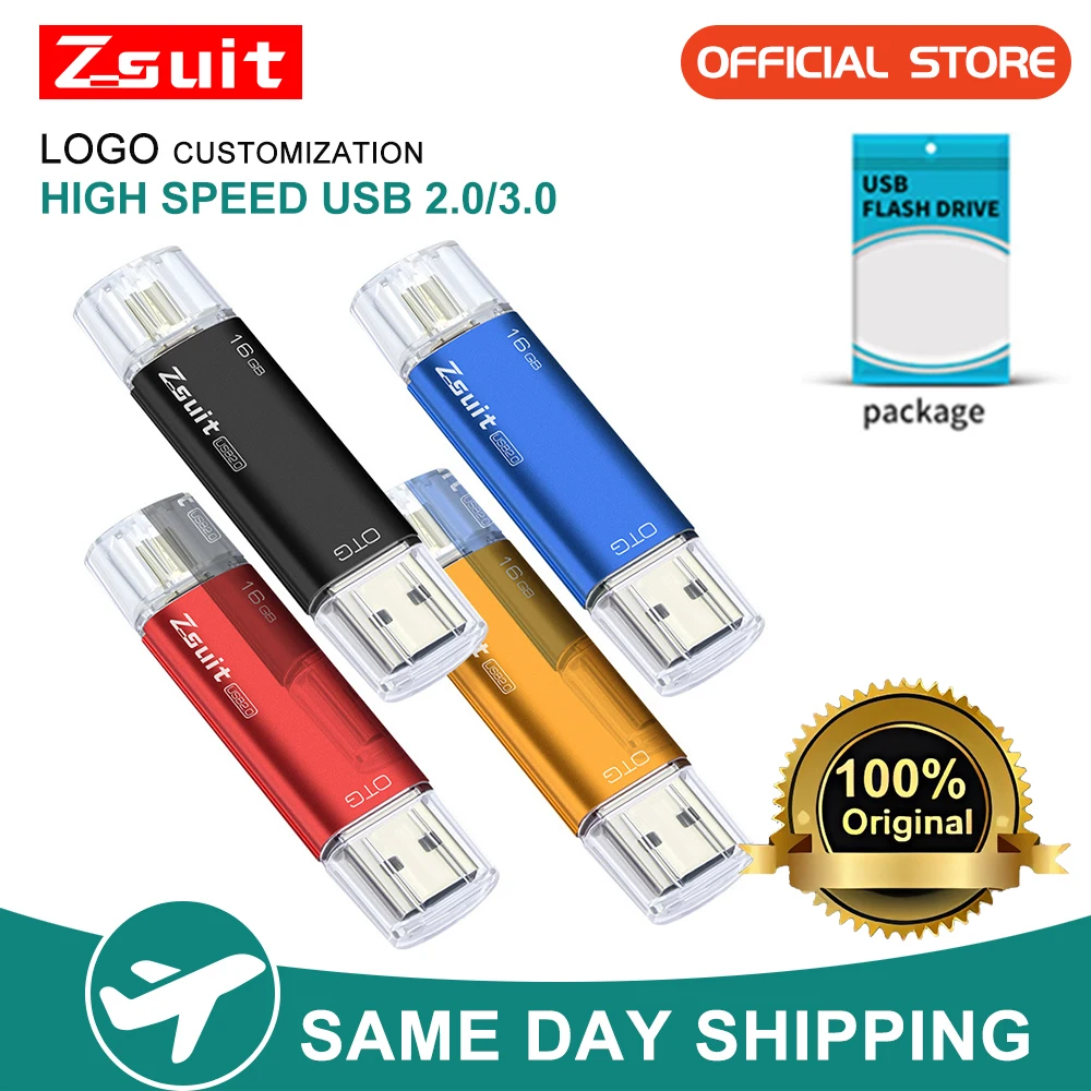 ZSUIT USB 플래시 드라이브 2in 1 type-c 펜 드라이브 128GB 64..