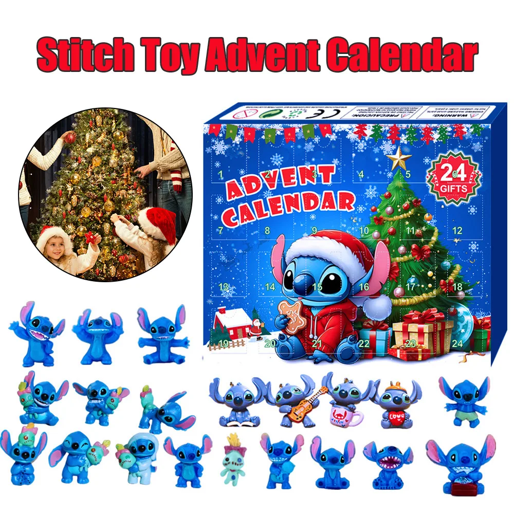 Christmas Countdown Calendar Christmas Stitch Toy Advent Calendar PVC Anime Figure Calendar Box 24 Day Countdown Gift