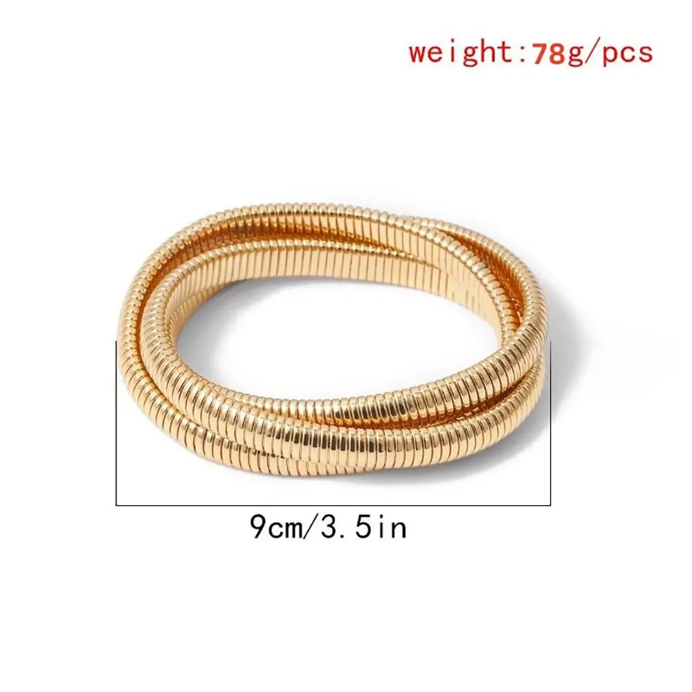 Women Girls Simple Design Elastic Bracelet Fashion Stainless Steel Punk Style Spiral Bracelet Hip Hop Waterproof Vintage Bangle