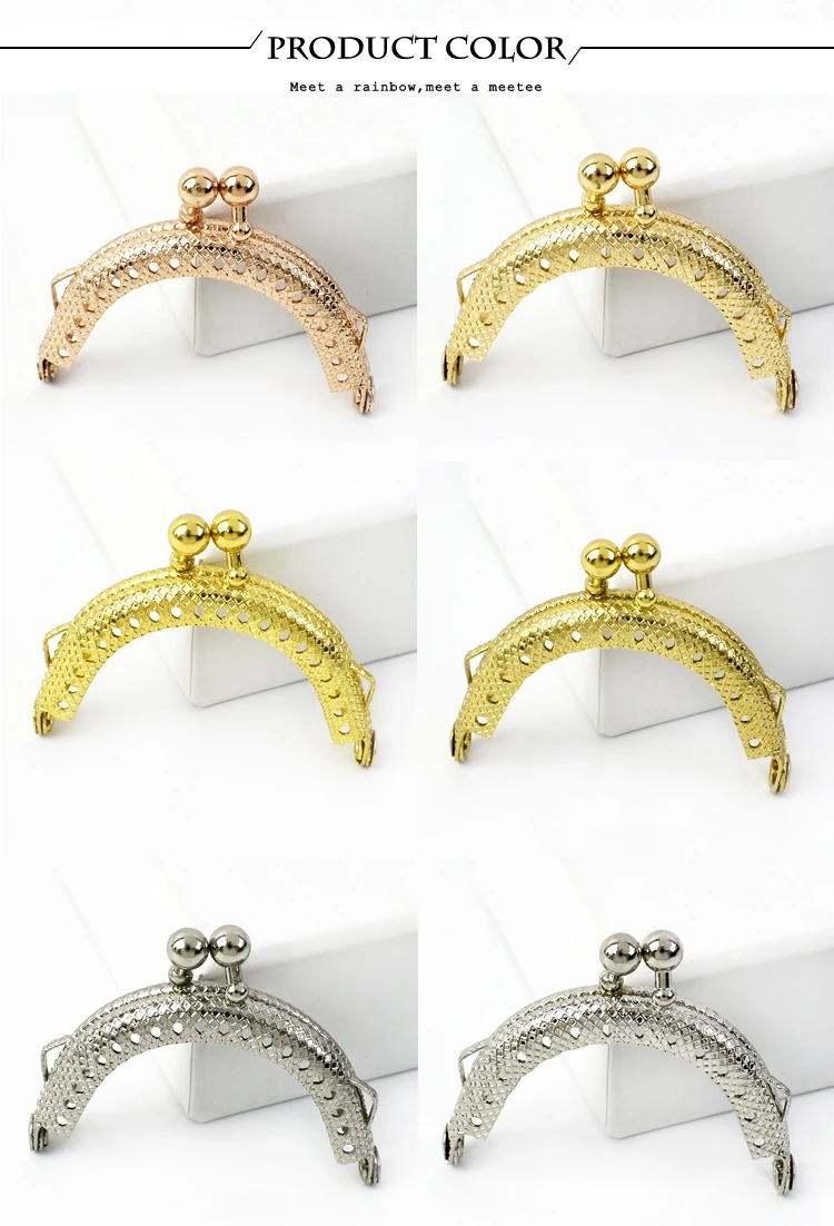 5/10Pcs Deepeel 5cm Embossed Metal Coin Purse Frame Bag Handle Double Ear Wallet Kiss Clasp DIY MouthGold Bags Pendant Accessory