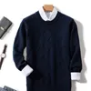 Cashmere Sweater Men's O-Neck Thickened Diamond Sweater Loose Large Casual Knit Backing Winter Wool Sweater 3