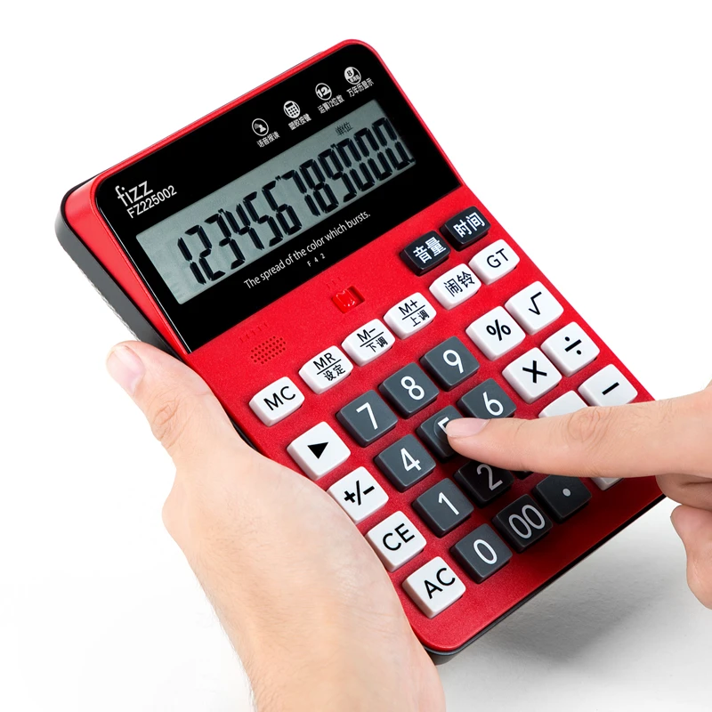 Fizz Talking Calculator 12bits Lcd Big Screen Red/blue/white Financial
