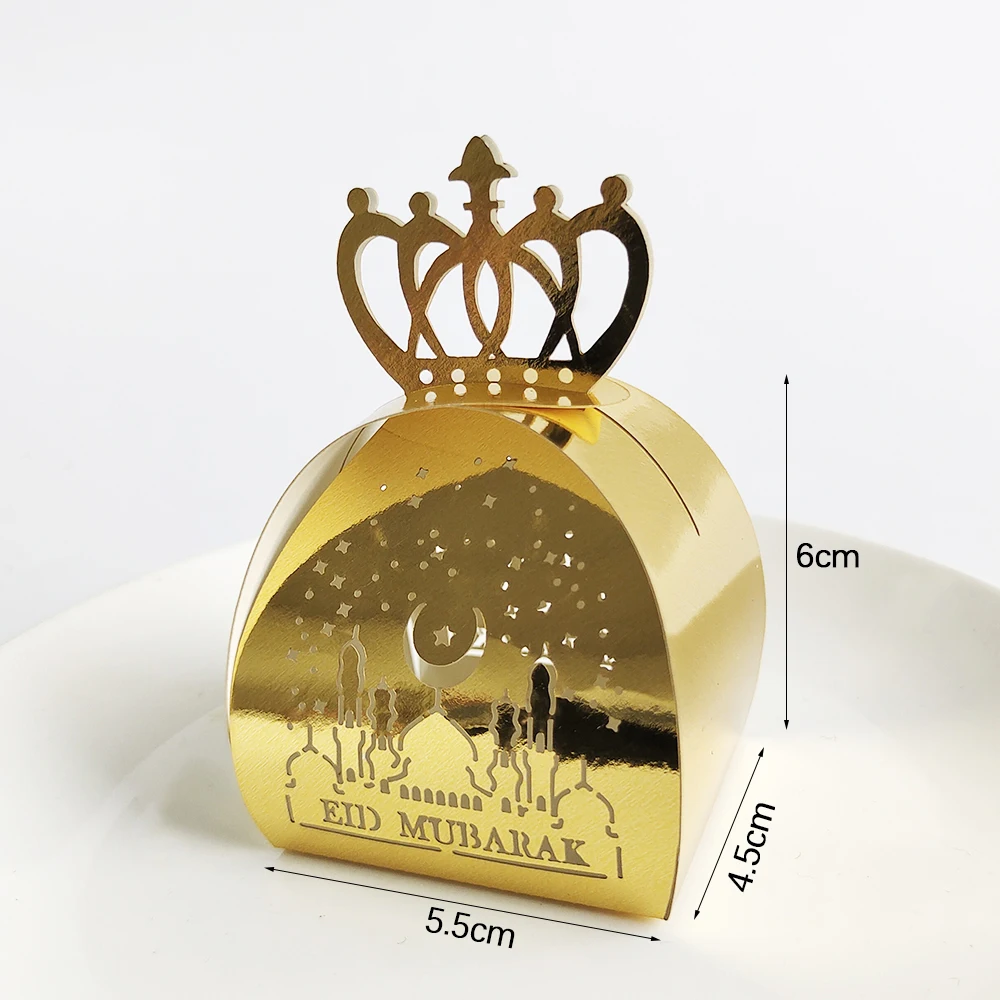 10 Stück Ramadan Geschenkbox Eid Mubarak Süßigkeitenbox Gold Weiß Eid-Verpackung für Geschenke Ramadan-Dekoration 2027 Muslimische Islamische Feier – Detail 9