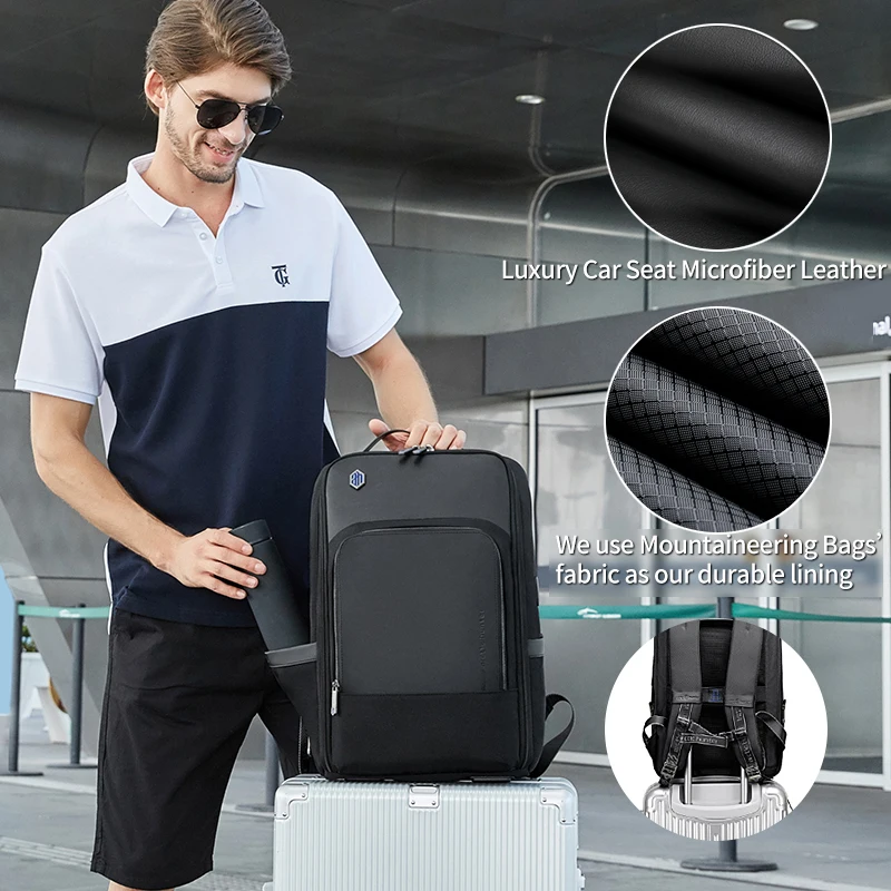 ARCTIC HUNTER  Business High Quality Waterproof Men's Bag Backpack with USB Leather Backpack Custom Luxury Laptop B 5