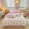 Sanrio Hello Kitty Cotton Printing Bedding Set Duvet Cover Bed Sheet Pillowcase King Queen Full Twin Bedclothes Home Textile 3