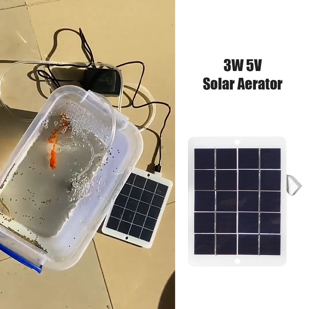 Portable Solar Panel Energy-Saving Fishing Water Oxygen Pump Air Aerator Device for Fish Outdoor Indoor Accessories 2022