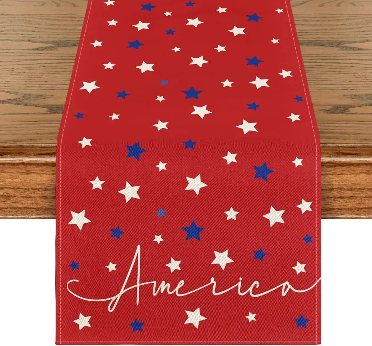 Red Stars Independence Day Table Runner with Placemat America 4th of