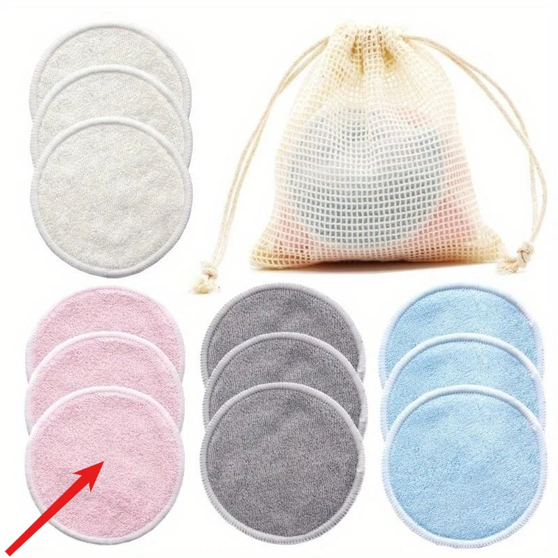 Eco-Friendly Bamboo Makeup Remover Pads - Reusable & Washable Facial Cleansing Rounds, 12-Pack