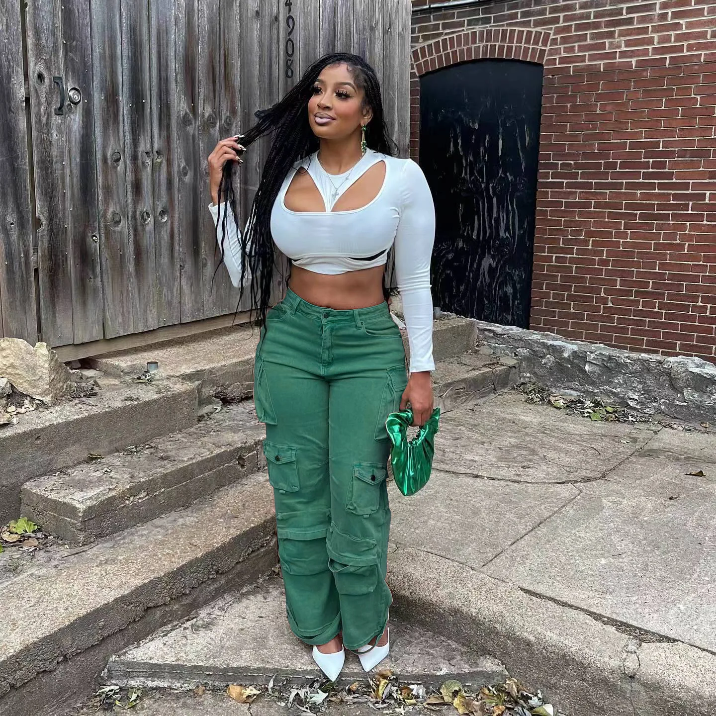 

Брюки-карго Wepbel женские джинсовые, повседневные штаны с множеством сумок, однотонные прямые джинсы с завышенной талией, уличная одежда, джинсовые брюки с карманами