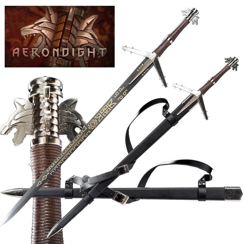 Aerondight Silver Sword, Witcher Real Steel Blade Sword, Replica Game Sword, Zinc Alloy Metal , Cosplay Props, Home Decoration