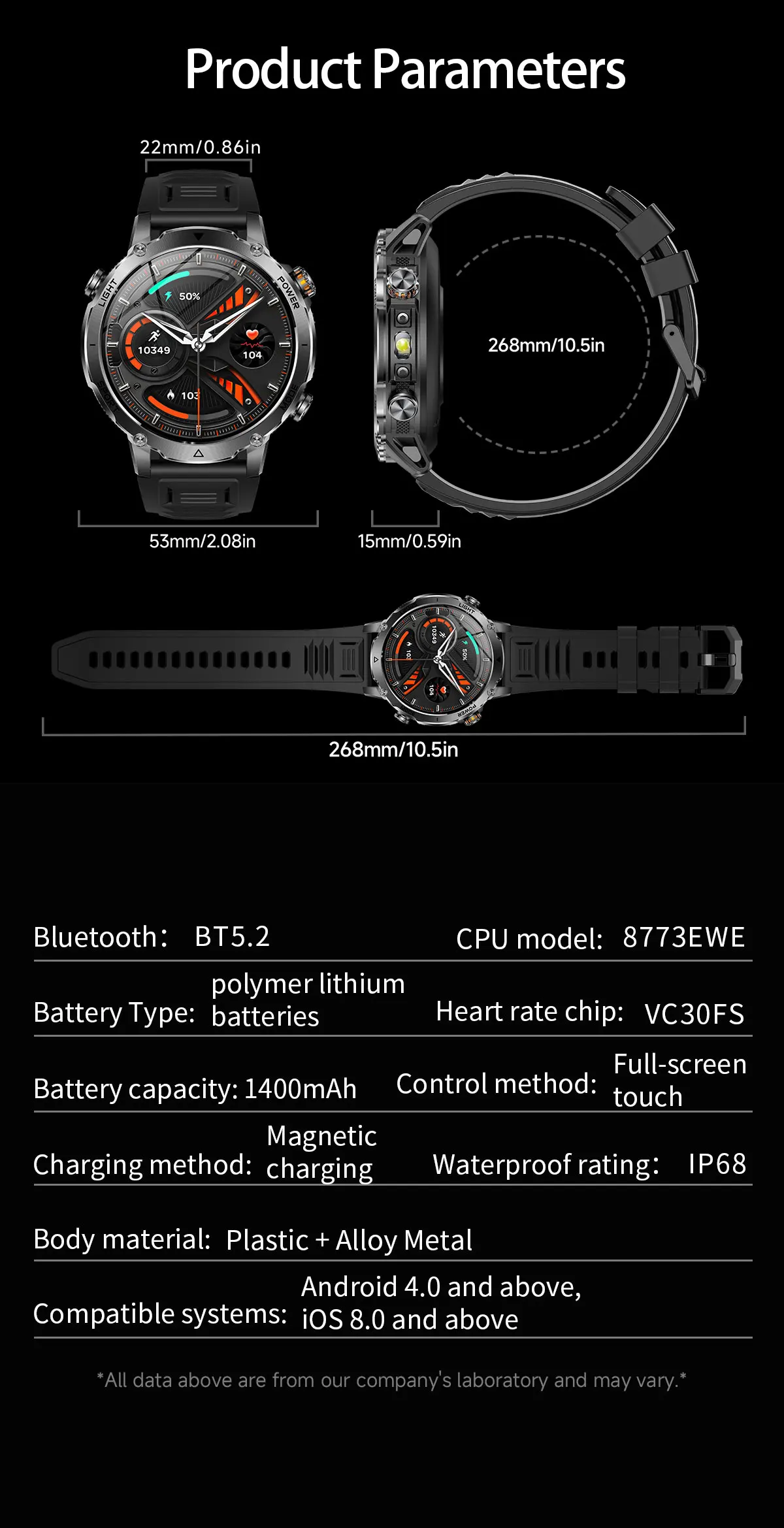 Military Smart Watch For Men Gps Waterproof With Strong Flashlight_voghion.com
