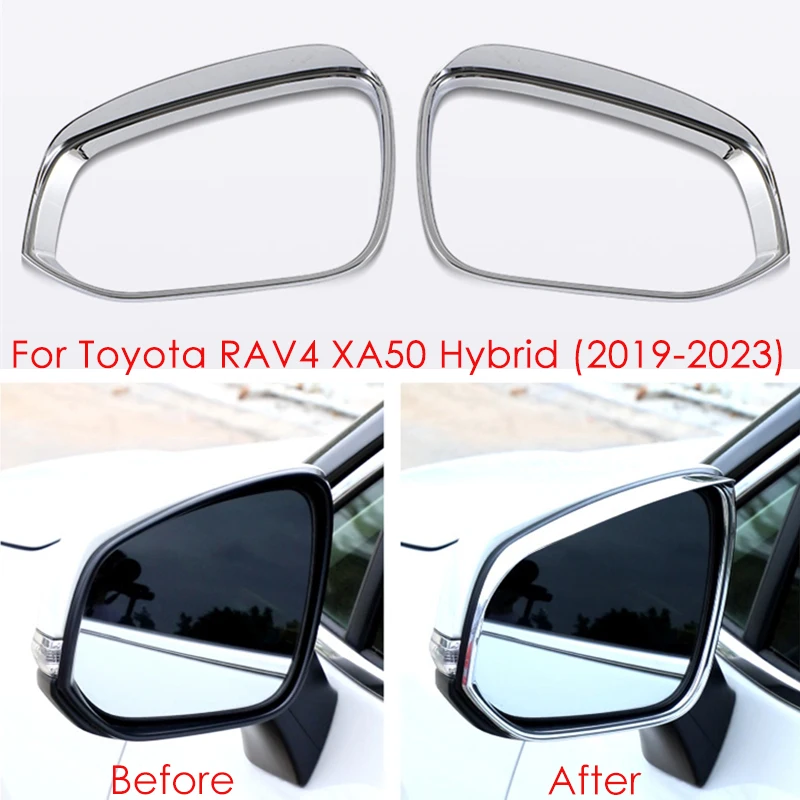 Bright Black Mirror Rain Eyebrow Cover For Toyota RAV4 2019-2023 – Set Of 2
