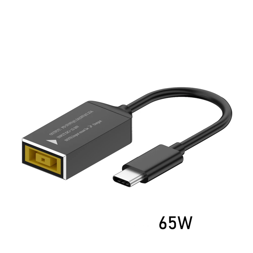 Square Jack to USB Type-C Converter PD65W Charging Cable Compatible with Lenovo Power Adapter for Laptops Mobile Phones Tablets laptop power adapter