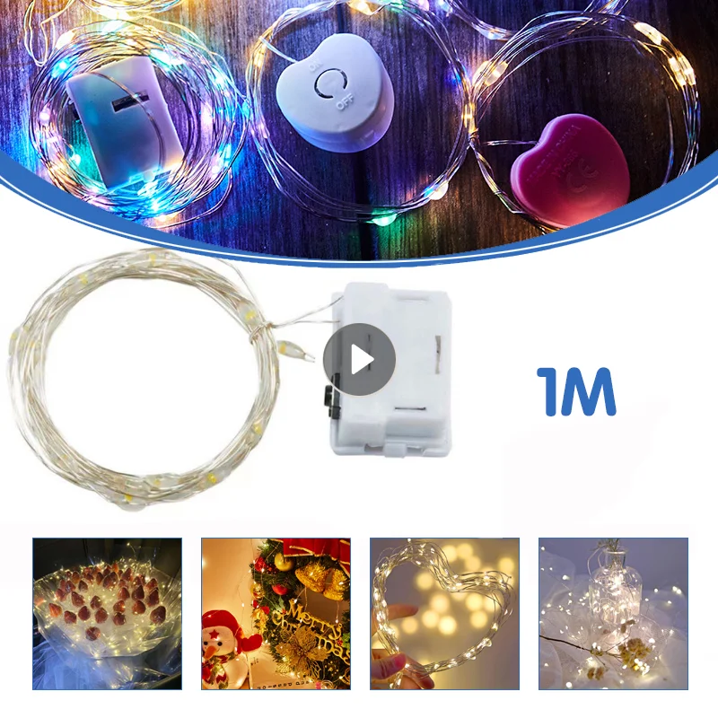

10LED 1m String Lights Fairy String Lights For Indoor Outdoor Home Wedding Party Decoration Gift Box Bouquet Lighting Strings