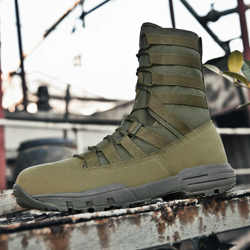 

2023 New High Top Boots for Men Comfortable Outdoor Military Boots Non Slip Wear-Resisting Army Combat Boots Men Trekking Shoes