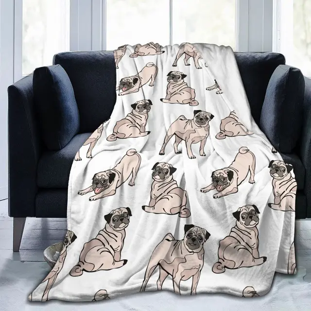 Dog, Brand New Pug Dog Fleece No Sew Tie Fleece Blanket Kit Great Gift  Large