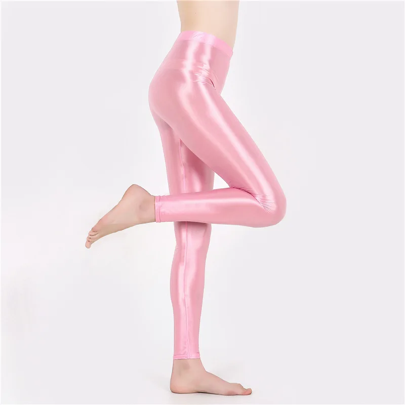 Men glossy see through sexy satin tight pants leggings High waist plus size shiny yoga sport sweatpants trousers