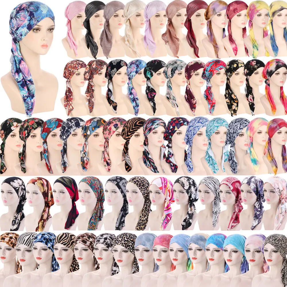 Pre Legato Chemio Cancro Capelli Perdita Testa Sciarpa Alopecia Cappello - GiftSilky Turq- Orange Paisley Chiffon - Regolazione Toggle / Indossare Lungo O Breve 276 - Italia - Foto 7