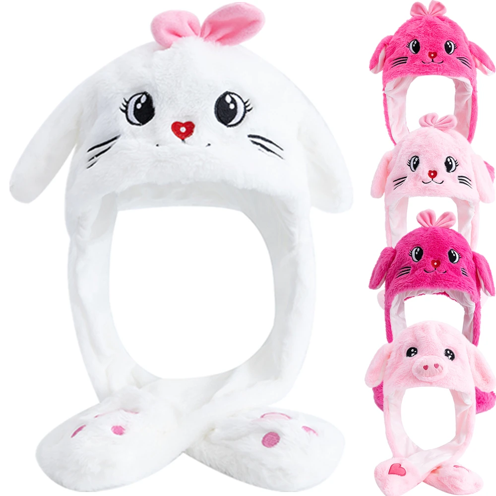 Heißer Verkauf Unisex Ohr Hut Lustige Schöne Katze Tier Stil Nette Ohr Moving Up Cap Männer Frauen Mädchen Kaninchen Ohren Plüsch Winter Hüte ﻿ – Detail 2