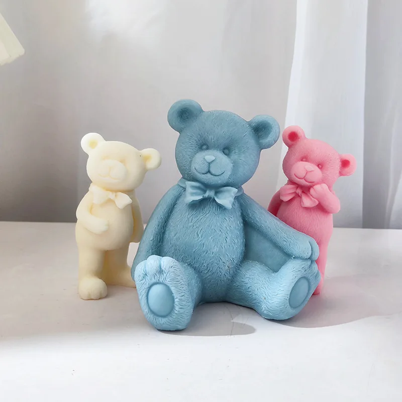 DIY Cute Teddy Bear Candle Silicone Mold Animal Candle Making Soap