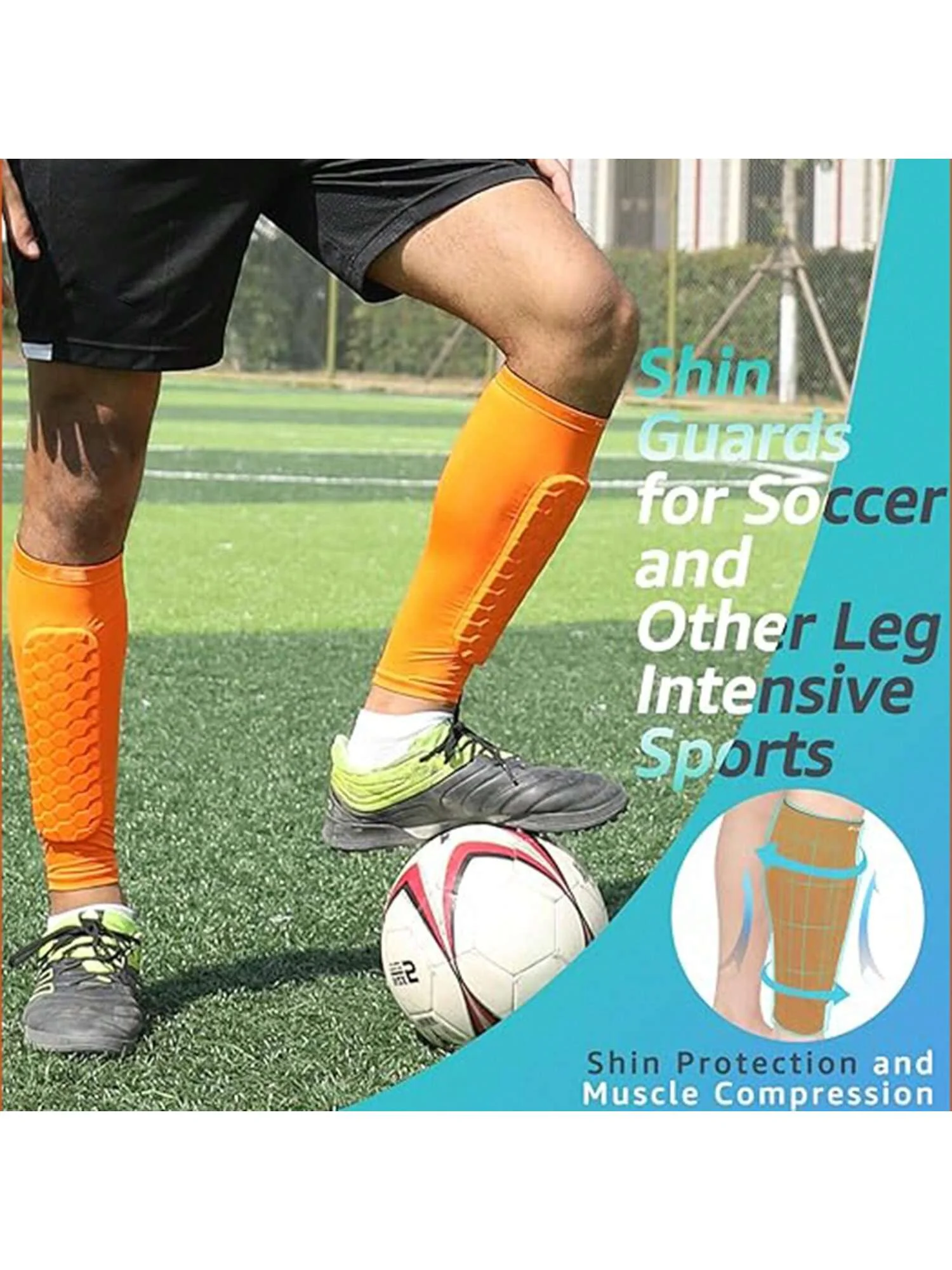 1PCS Soccer Shin Guards shin guard pads soccer shin guards calf compression sleeves calf compression sleeve Shin Pads for Youth Adult Calf Compression Sleeve with Honeycomb Pads Support for Splint Baseball