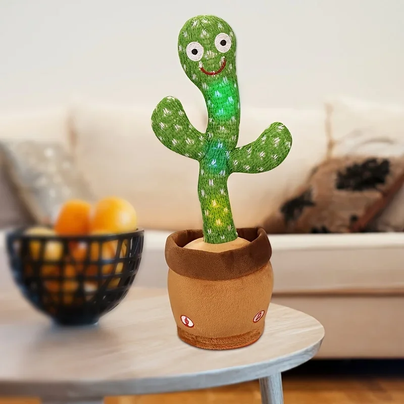1pc Cactus Can Glow Can Learn To Speak and Sing Cactus Sand Sculpture Cactus Twist Cactus Pet Toy (No Battery Included) 4