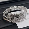 Rhinestone pave double layered snake bangle for women Snap clasp wide bangles vintage handmade elegant jewelry new in 6