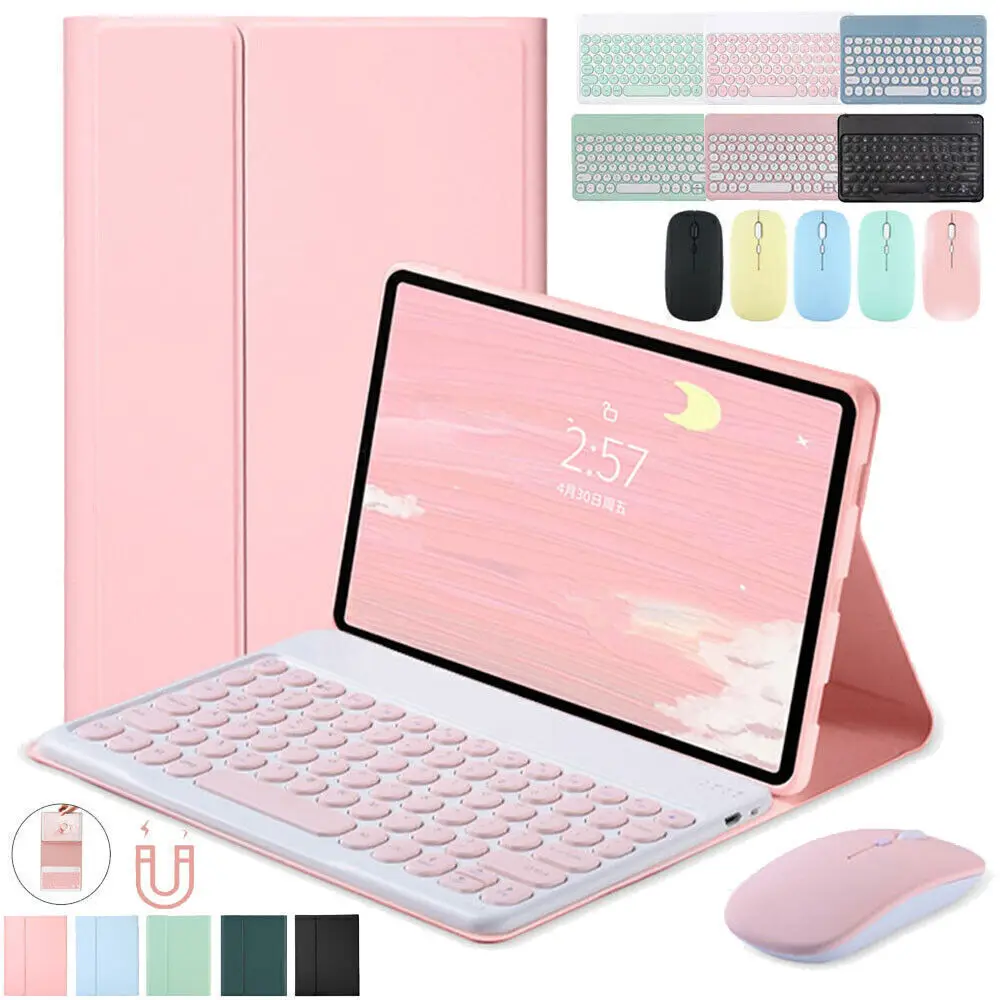 Per Air 4 5Th Mini 6 Colorato Candy Round Bluetooth Keyboard Mouse Custodia Magnetica In Pelle Per Ipad 7 8 9 10Th Pro 11