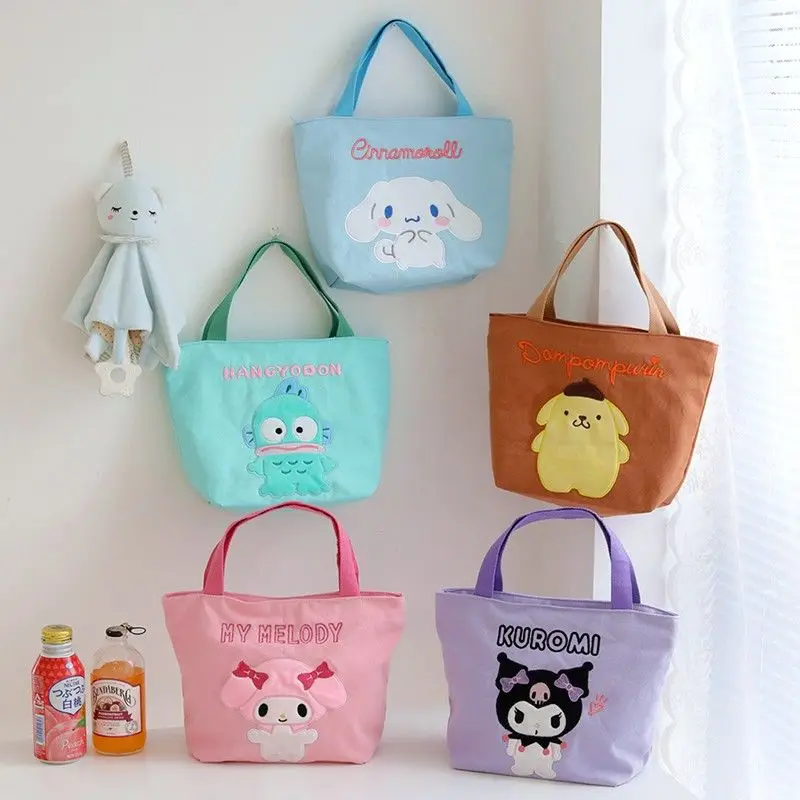 

New Cinnamoroll Kawaii Sanrio Anime Kuromi Canvas Bag My Melody Pompompurin Cartoon Cute Tote Handbag Lovely Gifts for Girls