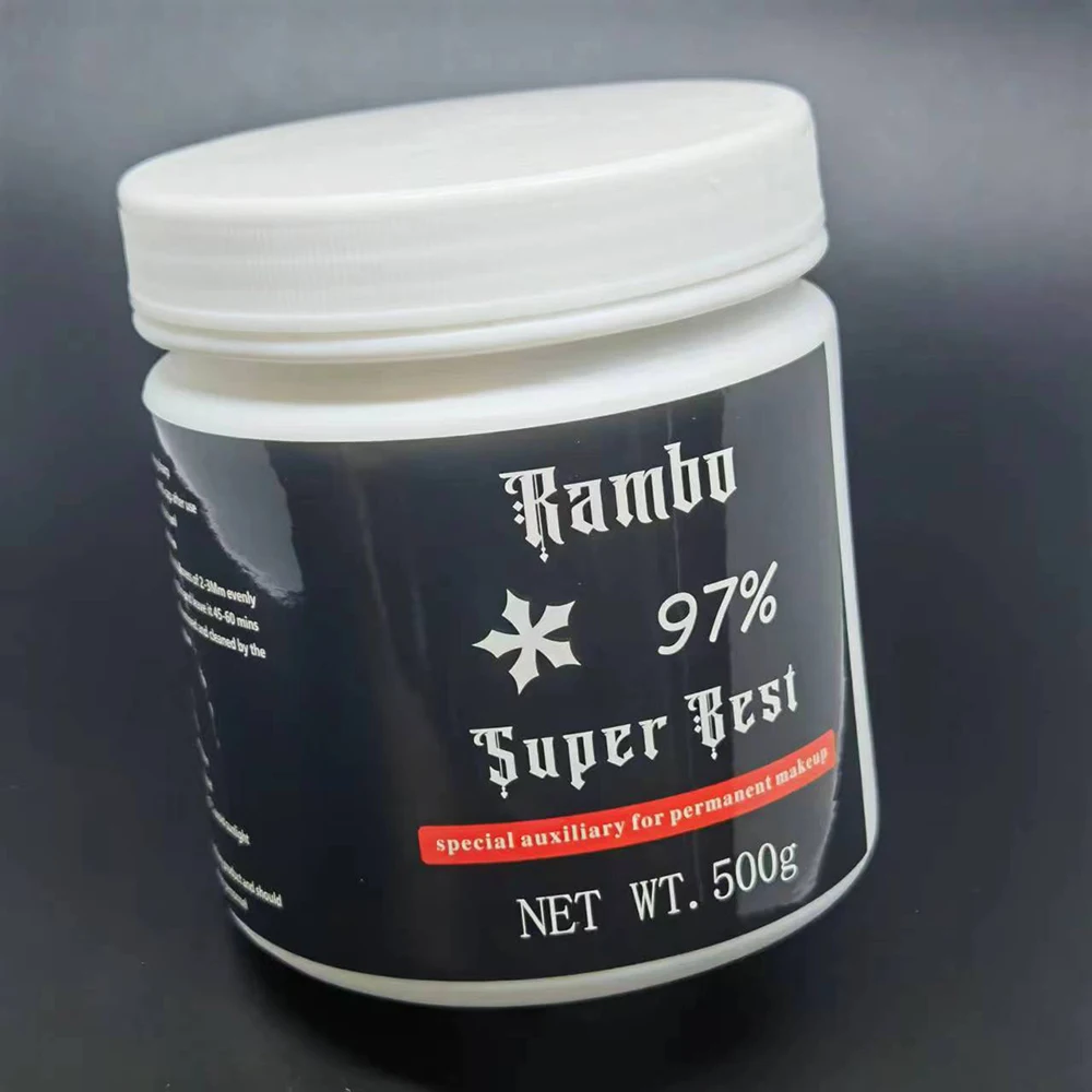 

97% Black Rambo Tattoo Cream for Permanent Makeup Eyebrow Lips Microblading Piercing Beauty Auxiliary Cream 500g