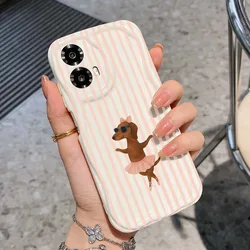 Charming Striped Dachshund Phone Case with Fall Protection - Soft and Durable Cover - Moto E14 4G (013WA3801NYB)