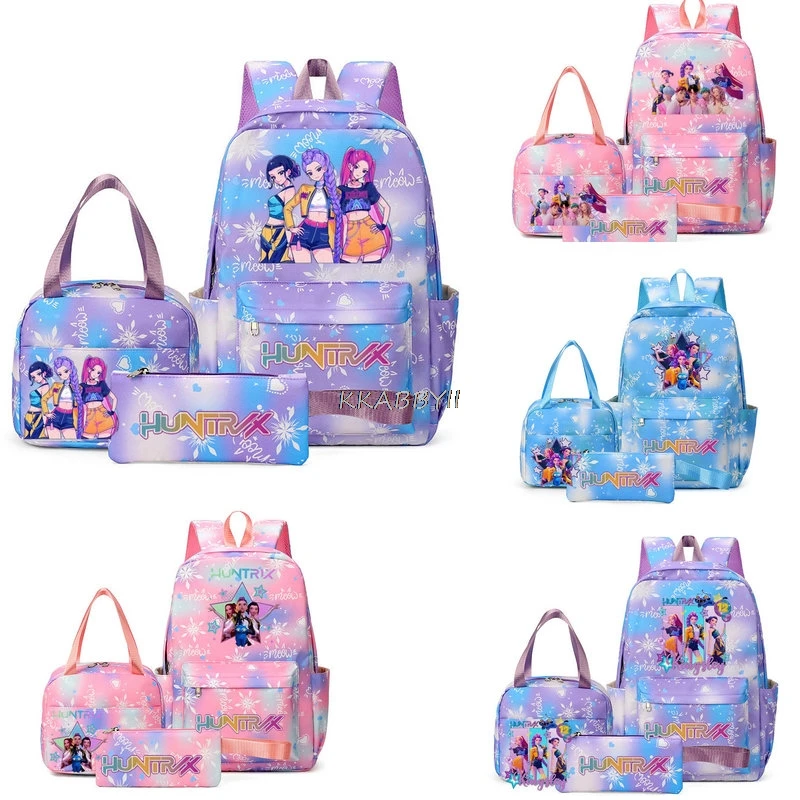 Sacs à dos K-pop Demon Hunters 3 pièces, imprimé neige, pour étudiants, filles, en nylon, mignons, pour adolescentes, Mochilas scolaires