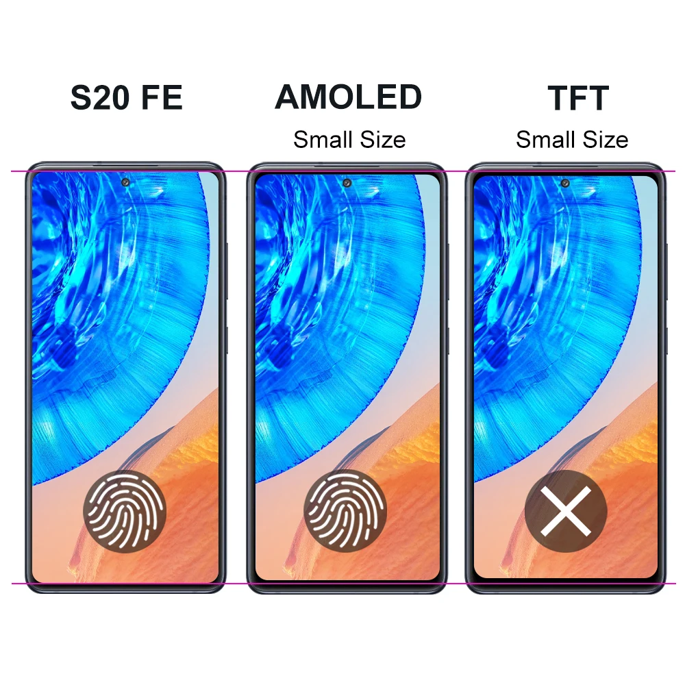 Smart Phone Screen Replacement S20FE AMOLED Display Screen with Frame Assembly for Samsung Galaxy S20 FE G780F G781B