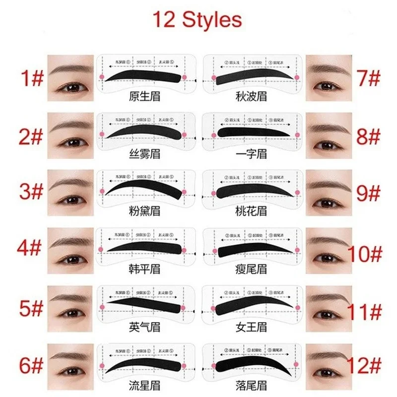 Lazy Quick Eyebrow Stickers Card Template Aids Guide Tattoos Makeup Tools Adjustable 24 Sheets Makeup Tools Eyebrow Stencil Tool Eye Makeup Tools