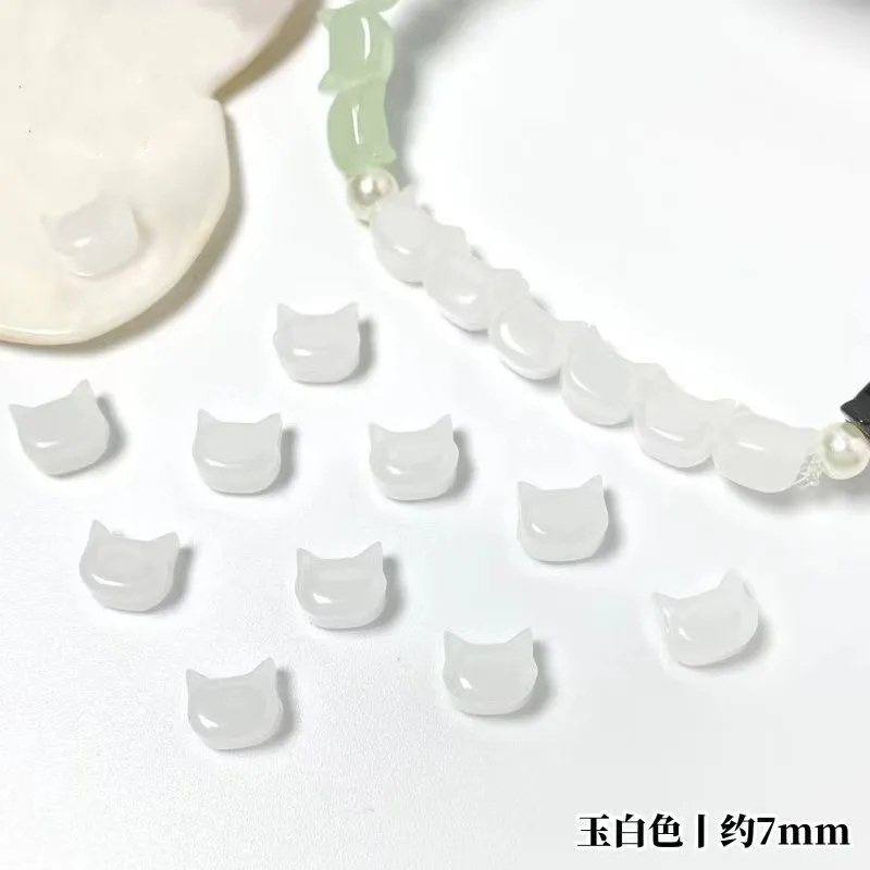 20Pcs 7MM Cat Head Glass Beads Cute Lampwork Charm Beads for Jwelry Making Findings DIY Bracelets Necklace Earring Accessories