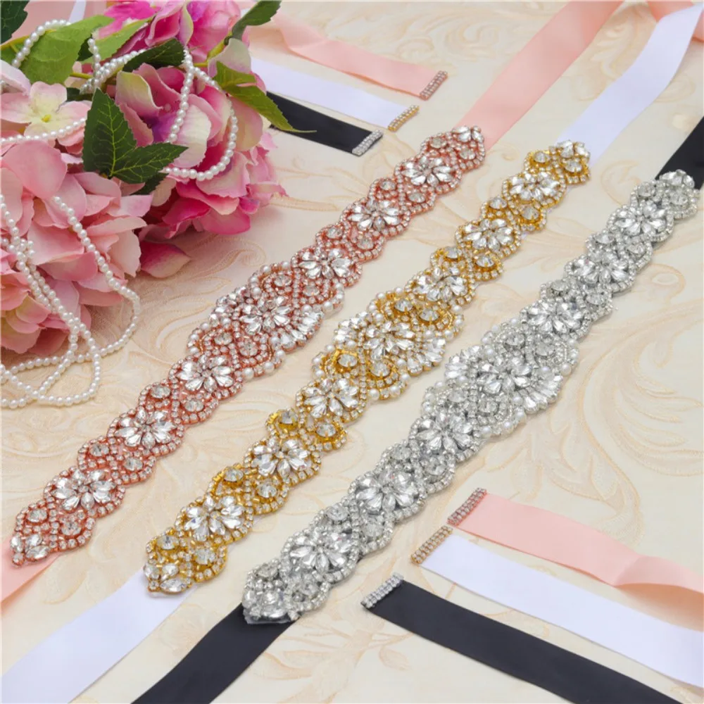 

Handmade Crystals Rhinestones Wedding Belt and Sashes for Bridal Ribbon for Wedding Dress Bridesmaid Gowns vestidos de novia