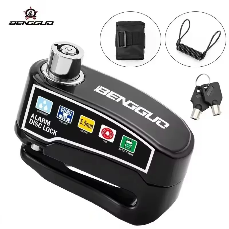 Waterproof Anti-Theft Motorcycle & Bicycle Padlock with Alarm and Keys