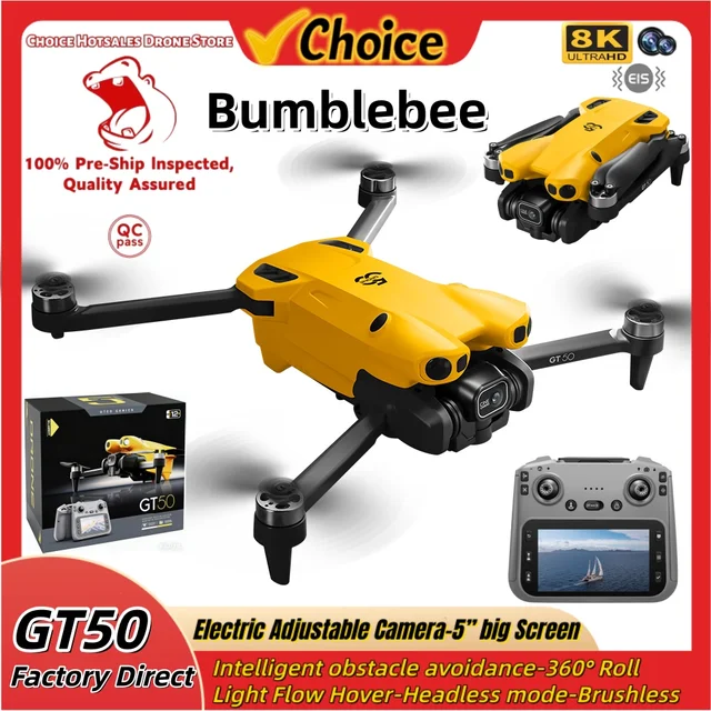 New GT50 Bumblebee Drone Professional 4.5"Screen Brushles Optical Stream Position Quadcopter with Camera FPV WIFI RC 4axis Toy